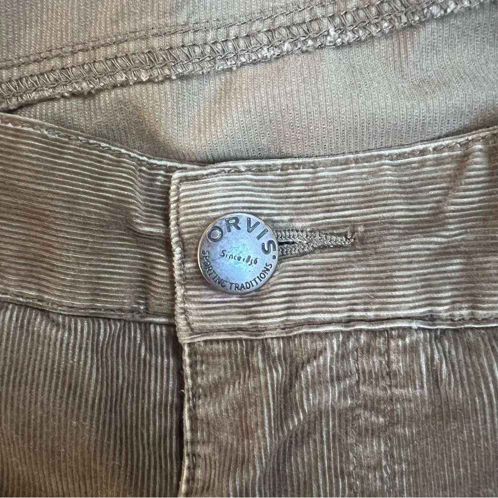 Orvis Signature Collection | 5 pocket cord chinos | Brown | 42 | Leather detail